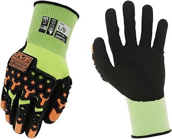 Mechanix Wear进口代理批发 Mechanix Wear SpeedKnit M-Pact Hi Viz 工作手套，1 双 - 抗冲击、耐磨、防割、强握力手套、可触摸（绿色，加大号）