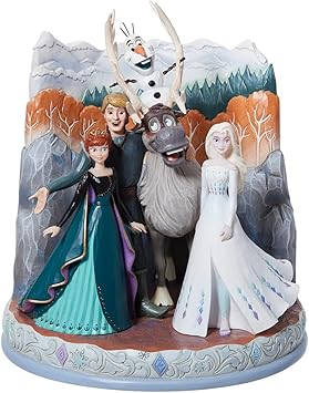 Enesco进口代理批发 Enesco Disney Traditions by Jim Shore 冰雪奇缘 2 个角色场景雕像，7.3 英寸，多色