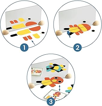 酷牌库|商品详情-DJECO进口代理批发 DJECO Ze 镜子动物游戏 - 带塑料镜子的儿童图片卡游戏 - 适合朋友和家人的有趣和具有挑战性的活动 - 动物形状和颜色游戏适合 6 岁以上儿童女孩和男孩