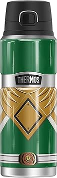 THERMOS进口代理批发 恐龙战队 Green Ranger THERMOS STAINLESS KING 不锈钢饮料瓶，真空绝缘，双层，24 盎司