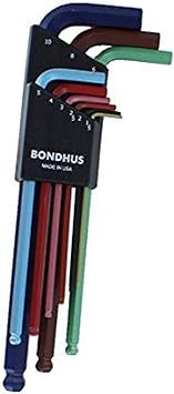 Bondhus进口代理批发 Bondhus 69499 球头 L 型扳手套件，带 ColorGuard 表面处理，9 件套