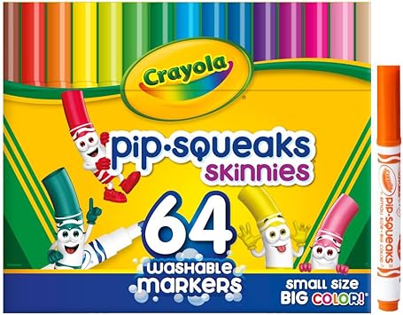 酷牌库|商品详情-Crayola进口代理批发 Crayola Pip-Squeaks Skinnies 可水洗记号笔（64 克拉），儿童迷你记号笔，着色记号笔，工艺用品，儿童节日礼物，3+