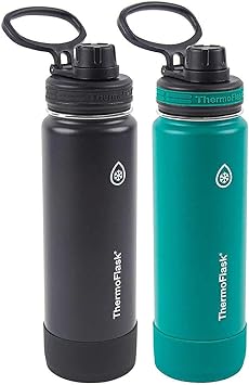 Thermoflask进口代理批发 Thermoflask 24 盎司不锈钢保温水瓶，2 件装（黑色和绿色）