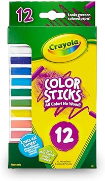 Crayola进口代理批发 Crayola 彩色棒（12 支），儿童无木彩色铅笔套装，课堂美术用品，细线和粗笔画，无毒