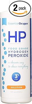 Essential Oxygen进口代理批发 必需氧过氧化氢 3%，食品级，16 盎司（2 件装）