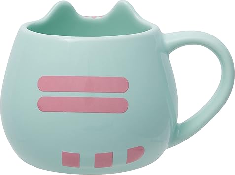 酷牌库|商品详情-Enesco进口代理批发 Enesco Pusheen 雕刻粉彩马克杯 16 盎司（薄荷色）