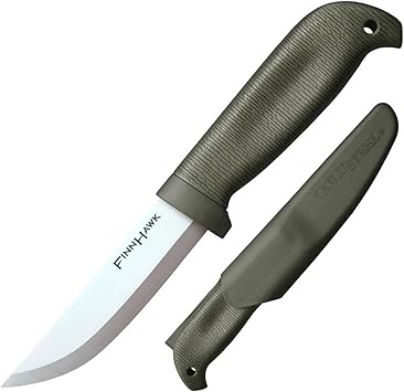 Cold Steel进口代理批发 Cold Steel Finn Hawk 4 英寸耐用紧凑型德国 4116 钢制固定刀片户外丛林游戏狩猎实用刀，4-1/2 英寸带 TPR 纹理手柄，安全防爆护套