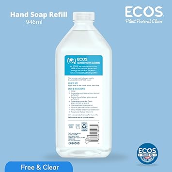 酷牌库|商品详情-ECOS进口代理批发 ECOS Supercharged Squeaky Clean：免费透明补充装洗手液（2 件装）|强调清洁力和友好性