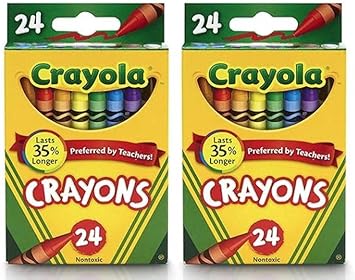 Crayola进口代理批发 Crayola 24 支盒蜡笔无毒彩色着色学校用品（2 包）