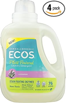 ECOS进口代理批发 Ecos 薰衣草香味加抗污酶洗衣粉，70 盎司（4 件装）