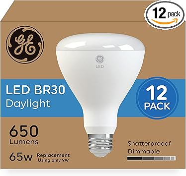 GE进口代理批发 GE LED 灯泡，65 瓦，日光，BR30 室内泛光灯（12 件装）