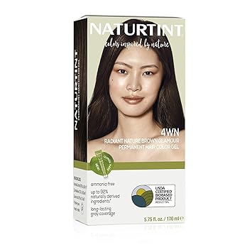 Naturtint进口代理批发 Naturtint 永久染发剂 4WN Radiant Nature Brown Glamour（1 件装），不含氨，纯素食，无动物实验，高达 100% 灰色覆盖率，持久效果（包装可能有所不同）