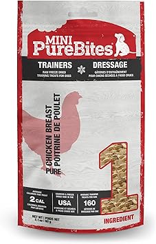 PureBites进口代理批发 PureBites 迷你鸡肉冻干狗零食，1 种成分，美国制造，2.1 盎司