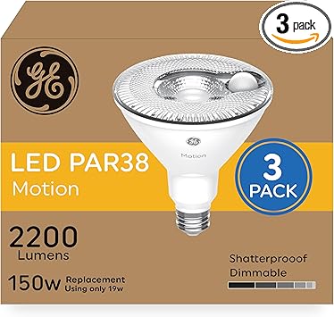 GE进口代理批发 GE 超亮 LED 灯泡，150 瓦当量，日光，PAR38 户外泛光灯（3 件装）