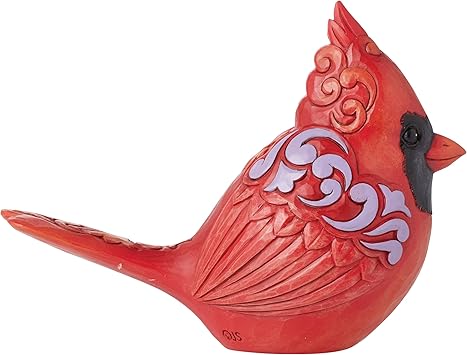 酷牌库|商品详情-Enesco进口代理批发 Enesco Jim Shore Heartwood Creek Caring Cardinal from Heaven 丧亲雕像 - 树脂石手绘精制收藏装饰雕像家居装饰红雀纪念雕像，4.7 英寸