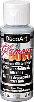 DecoArt进口代理批发 DecoArt Glamour Dust 2 盎司银色闪光涂料