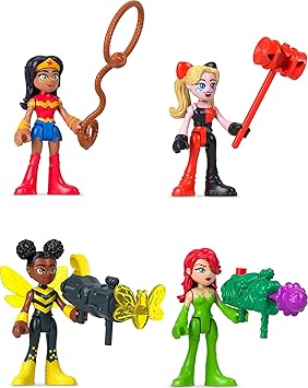 酷牌库|商品详情-Fisher-Price进口代理批发 Fisher-Price Imaginext DC Super Friends Toys Rivals 人偶套装，带神奇女侠哈莉・奎因和毒藤女，适合 3 岁以上儿童假装玩耍