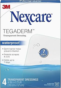 酷牌库|商品详情-Nexcare进口代理批发 Nexcare Tegaderm 防水透明敷料，防污、防菌，为轻微烧伤、擦伤、割伤、水泡和擦伤提供保护，4 x 4.75 英寸，4 片（5 片装）