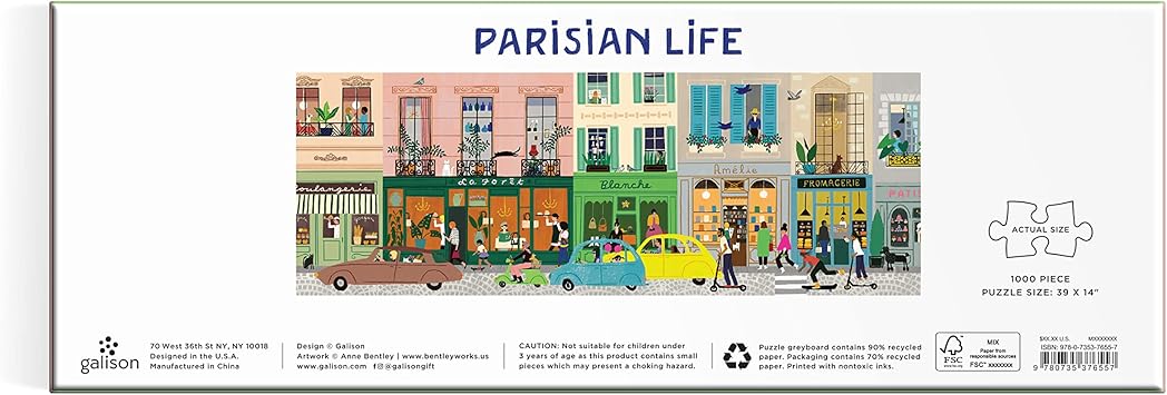 酷牌库|商品详情-Galison进口代理批发 Galison Parisian Life 1000 块全景拼图 有趣且具有挑战性的活动，为成人和家庭提供明亮大胆的巴黎日常生活艺术品