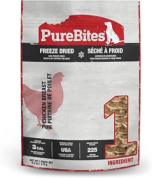 PureBites进口代理批发 PureBites 鸡肉冻干狗零食，1 种成分，美国制造，6.2 盎司