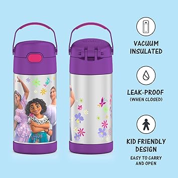 酷牌库|商品详情-THERMOS进口代理批发 THERMOS FUNTAINER 12 盎司不锈钢真空隔热儿童吸管水瓶套装 - Encanto 和 Frozen 2 种设计