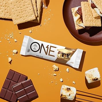 酷牌库|商品详情-ONE进口代理批发 ONE 蛋白质棒，Smores，无麸质蛋白质棒，含 20 克蛋白质和 1 克糖，食品储藏室主食，2.12 盎司（12 片）