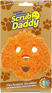 Scrub Daddy进口代理批发 Scrub Daddy 特别版宠物狗 - 防刮多用途洗碗海绵 - 不含 BPA，采用聚合物泡沫制成 - 防污防臭厨房海绵（1 克拉）