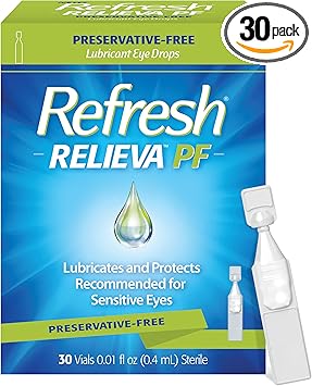 Refresh进口代理批发 Refresh RELIEVA PF 无防腐剂泪液，0.01 液量盎司（0.4 毫升），30 个一次性容器