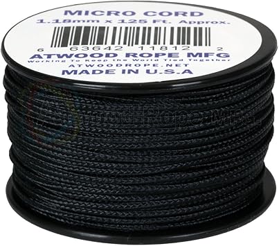 Atwood Rope进口代理批发 Atwood 绳索 MFG 1.18mm x 125' 微绳索，黑色