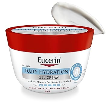 Eucerin进口代理批发 Eucerin 每日保湿凝胶霜，适合干性皮肤的无香型身体保湿霜，富含维生素原 B5 和葵花籽油，12 盎司罐