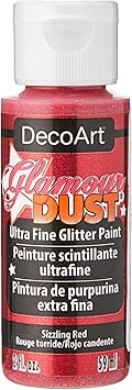 DecoArt进口代理批发 DecoArt Glamour Dust 2 盎司铁板红色闪光涂料