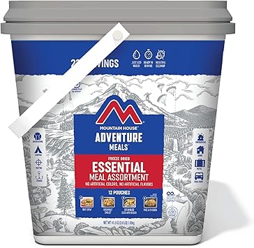 Mountain House进口代理批发 山屋必备桶 |冻干背包和野营食品| 22 份 |不含麸质