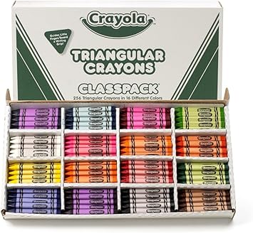 Crayola进口代理批发 Crayola 三角形蜡笔套装，幼儿蜡笔，16 种颜色，256 支，散装