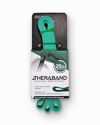 酷牌库|商品详情-Theraband进口代理批发 THERABAND 高阻力带，用于提高灵活性、损伤康复和全身锻炼的超级弹性带，用于举重的重型弹力带，中号，绿色，25 磅。反抗