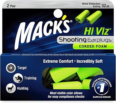 Mack's进口代理批发 Mack's Hi Viz 有线泡沫射击耳塞，2 对