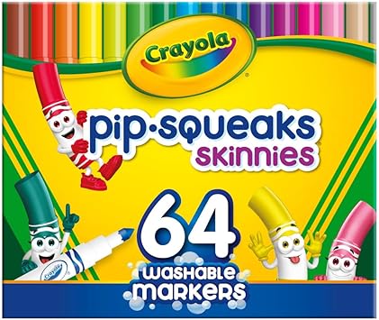 Crayola进口代理批发 Crayola Pip-Squeaks Skinnies 可水洗记号笔（64 克拉），儿童迷你记号笔，着色记号笔，工艺用品，儿童节日礼物，3+