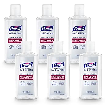 Purell进口代理批发 PURELL PRIME DEFENSE 高级洗手液，85%，最大强度配方，4 液量盎司旅行装瓶（6 件装），3499-04-EC