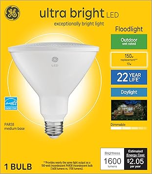 GE进口代理批发 GE 超亮 LED 灯泡，150 瓦，日光，PAR38 户外泛光灯