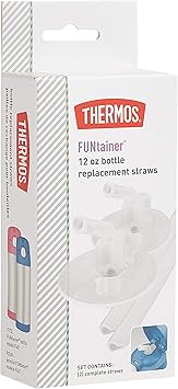 THERMOS进口代理批发 适用于 12 盎司 Funtainer 瓶的 Thermos 替换吸管，透明，2 支