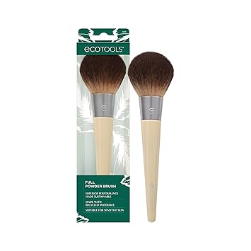 EcoTools进口代理批发 EcoTools 全粉刷，蓬松化妆刷，适用于散粉和粉饼，最适合定妆，大刷头，带柔软合成刷毛，环保且零残忍，1 支