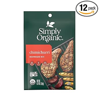 Simply Organic进口代理批发 Simply Organic Chimichurri 腌料混合物，素食友好，犹太洁食，美国农业部有机认证，无麸质和非转基因，0.71 盎司（12 件装）