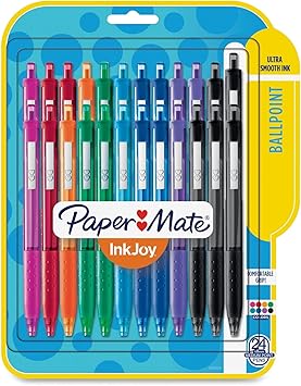 Paper Mate进口代理批发 Paper Mate 1945926 InkJoy 300 RT 可伸缩圆珠笔，1 毫米，什锦，24 支/包