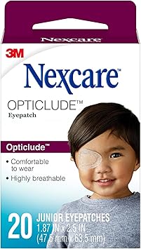 Nexcare进口代理批发 Nexcare Opticlude 正交眼罩 1537，初级，2.44 英寸 x 1.81 英寸，20 片