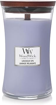 WoodWick进口代理批发 Woodwick 大号沙漏香薰蜡烛| SHOPBOP薰衣草水疗|与噼啪作响的灯芯|燃烧时间：长达 130 小时，薰衣草水疗中心