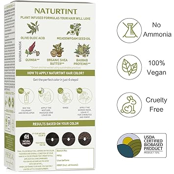 酷牌库|商品详情-Naturtint进口代理批发 Naturtint 永久染发剂，4N 天然栗子色，富含植物，不含氨，持久的灰色覆盖和光泽色彩，滋养和保护