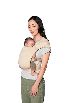 Ergobaby进口代理批发 Ergobaby Embrace 舒适新生儿必需品婴儿背带包裹（7-25 磅），柔软空气网，奶油色