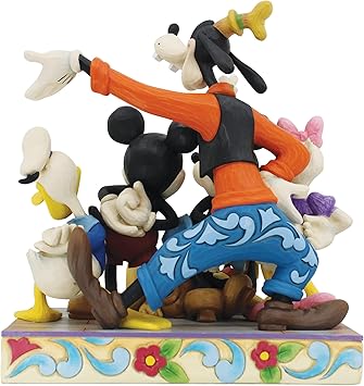 酷牌库|商品详情-Enesco进口代理批发 Enesco Disney Traditions by Jim Shore 米老鼠和朋友们集体姿势雕像，9.5 英寸，多色