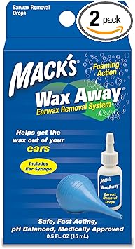 Mack's进口代理批发 Macks Wax Away 耳垢清除系统，带球形注射器（2 件装）