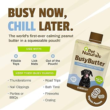 酷牌库|商品详情-Pet Naturals进口代理批发 Pet Naturals BusyButter 易挤压狗用镇静花生酱，6 袋和狗用过敏加镇定补充剂，60 粒咀嚼片