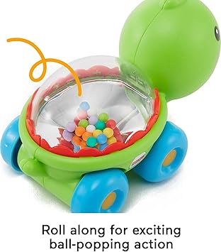 酷牌库|商品详情-Fisher-Price进口代理批发 Fisher-Price 婴儿爬行玩具 Poppity Pop Turtle 推车，带球弹出声音，适合 6 个月以上婴儿